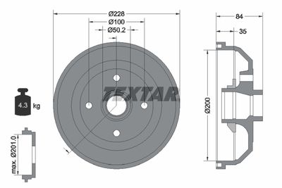  94022300 TEXTAR Тормозной барабан