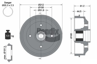  BDM1133 BENDIX Braking Тормозной барабан