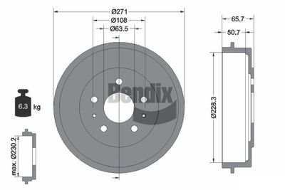  BDM1075 BENDIX Braking Тормозной барабан