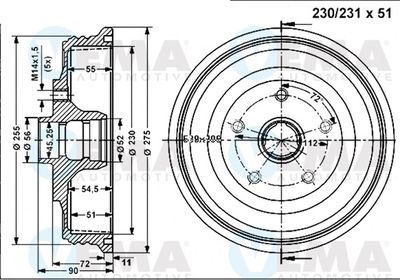  801235 VEMA Тормозной барабан