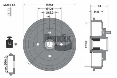  BDM1127 BENDIX Braking Тормозной барабан