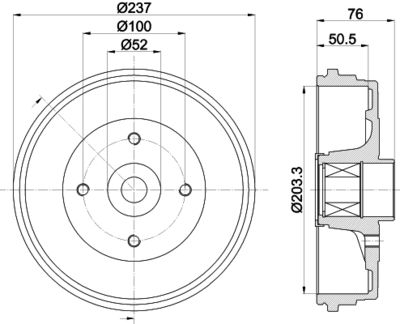  8DT355302761 HELLA Тормозной барабан