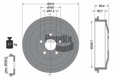  BDM1150 BENDIX Braking Тормозной барабан