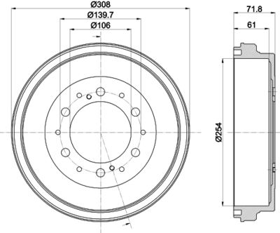  8DT355302421 HELLA Тормозной барабан