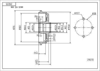  218235 HART Тормозной барабан