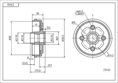  234161 HART Тормозной барабан