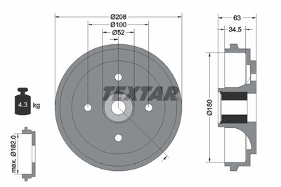  94032500 TEXTAR Тормозной барабан