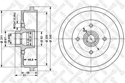  60254709SX STELLOX Тормозной барабан