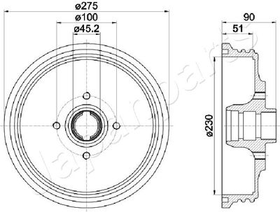  TA0908 JAPANPARTS Тормозной барабан