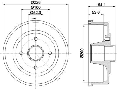  8DT355300411 HELLA Тормозной барабан