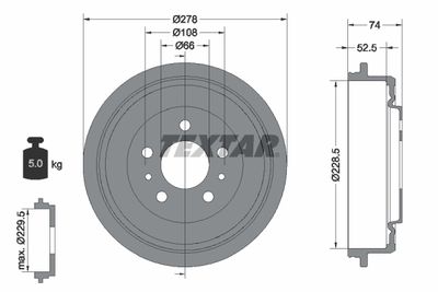  94028300 TEXTAR Тормозной барабан