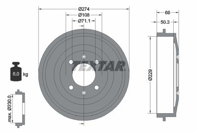  94010300 TEXTAR Тормозной барабан