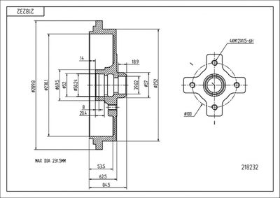  218232 HART Тормозной барабан