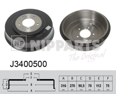  J3400500 NIPPARTS Тормозной барабан