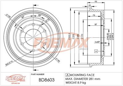  BD8603 FREMAX Тормозной барабан