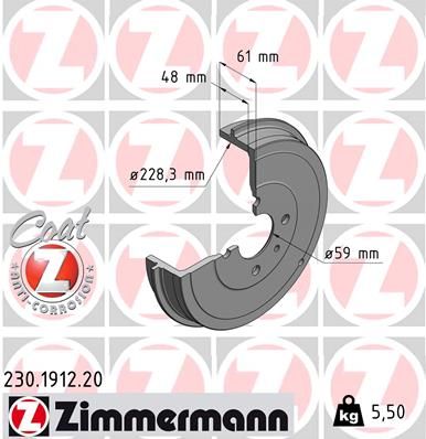  230191220 ZIMMERMANN Тормозной барабан