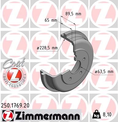  250176920 ZIMMERMANN Тормозной барабан