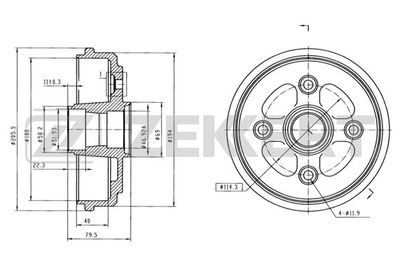  BS6185 ZEKKERT Тормозной барабан