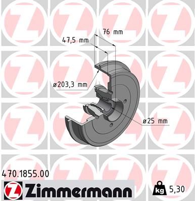  470185500 ZIMMERMANN Тормозной барабан