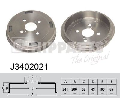  J3402021 NIPPARTS Тормозной барабан