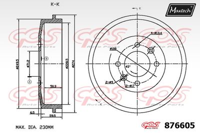  876605 MAXTECH Тормозной барабан