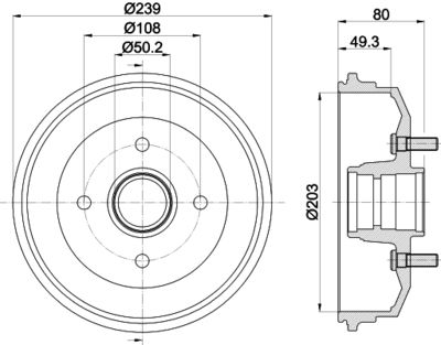  8DT355301361 HELLA Тормозной барабан