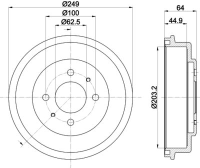  8DT355302691 HELLA PAGID Тормозной барабан