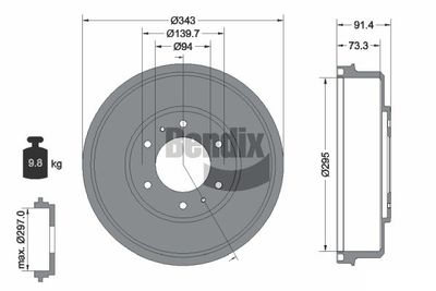  BDM1098 BENDIX Braking Тормозной барабан