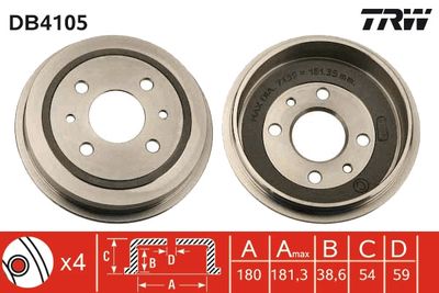  DB4105 TRW Тормозной барабан