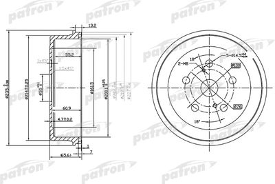  PDR1182 PATRON Тормозной барабан