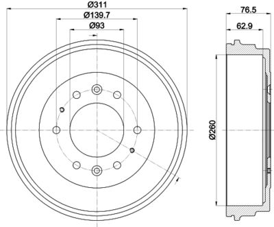  8DT355301841 HELLA PAGID Тормозной барабан