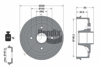  BDM1022 BENDIX Braking Тормозной барабан