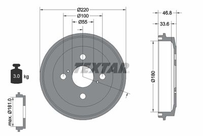  94036400 TEXTAR Тормозной барабан