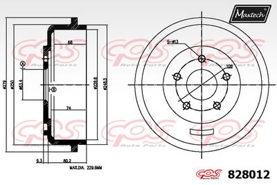  828012 MAXTECH Тормозной барабан