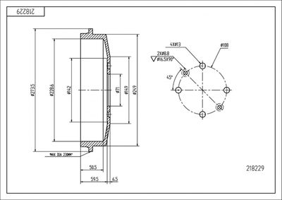  218229 HART Тормозной барабан