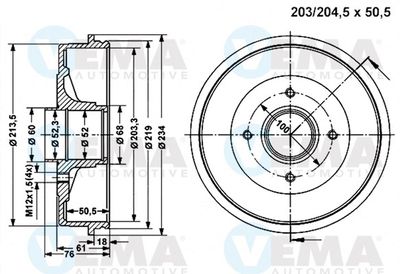  801218 VEMA Тормозной барабан