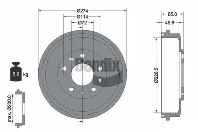  BDM1172 BENDIX Braking Тормозной барабан