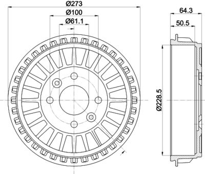  8DT355303201 HELLA Тормозной барабан