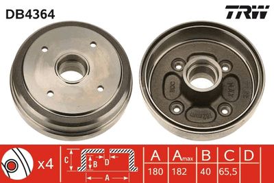  DB4364 TRW Тормозной барабан