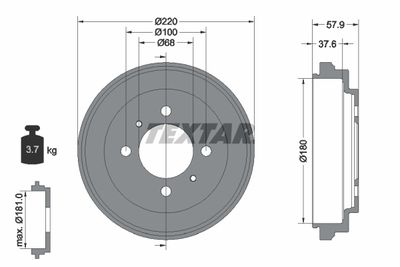  94020900 TEXTAR Тормозной барабан