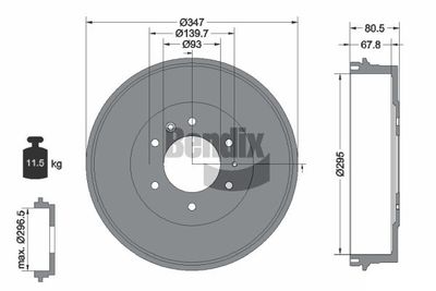  BDM1099 BENDIX Braking Тормозной барабан