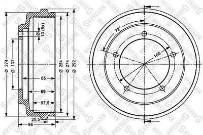  60262508SX STELLOX Тормозной барабан