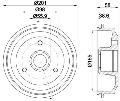  8DT355300051 HELLA Тормозной барабан