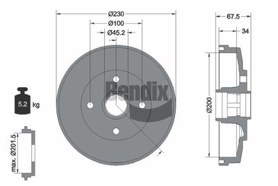  BDM1105 BENDIX Braking Тормозной барабан