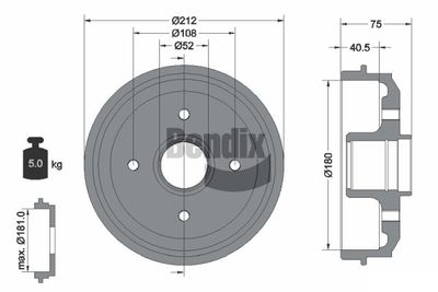  BDM1033 BENDIX Braking Тормозной барабан