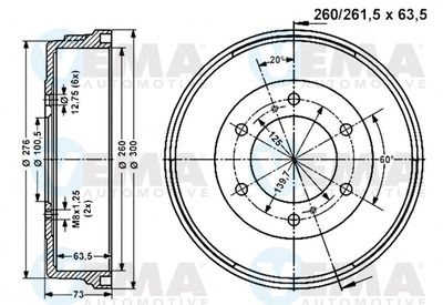  801025 VEMA Тормозной барабан