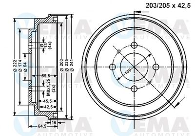  801344 VEMA Тормозной барабан