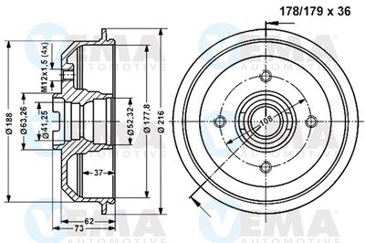  800970 VEMA Тормозной барабан