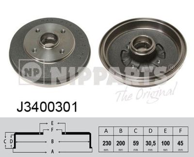  J3400301 NIPPARTS Тормозной барабан