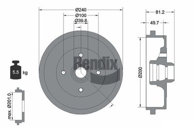  BDM1006 BENDIX Braking Тормозной барабан